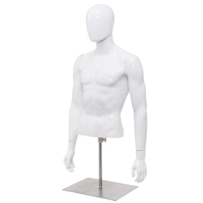 Plastic Half Body Head Turn Male Mannequin with Base - Relaxacare