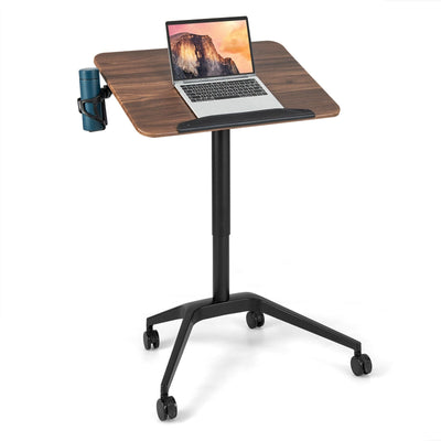 Pneumatic Standing Desk with Anti-fall Baffle and Tilting Desktop - Relaxacare