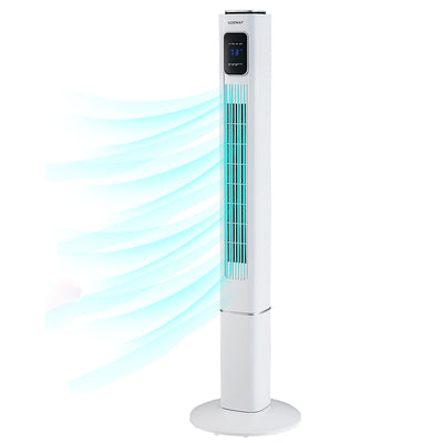 Portable 48 Inch Oscillating Standing Bladeless Tower Fans with 3 Speeds Remote Control-White - Relaxacare