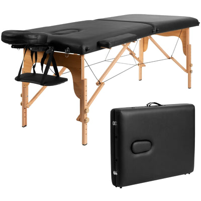 Portable Adjustable Facial Spa Bed with Carry Case-Black - Relaxacare