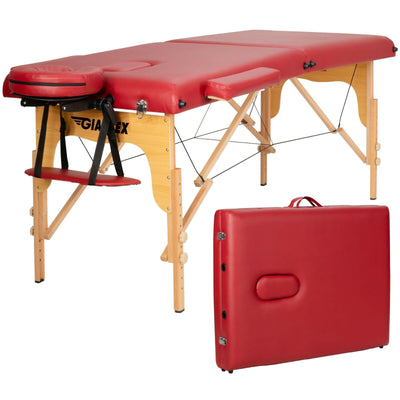 Portable Adjustable Facial Spa Bed with Carry Case-Red - Relaxacare