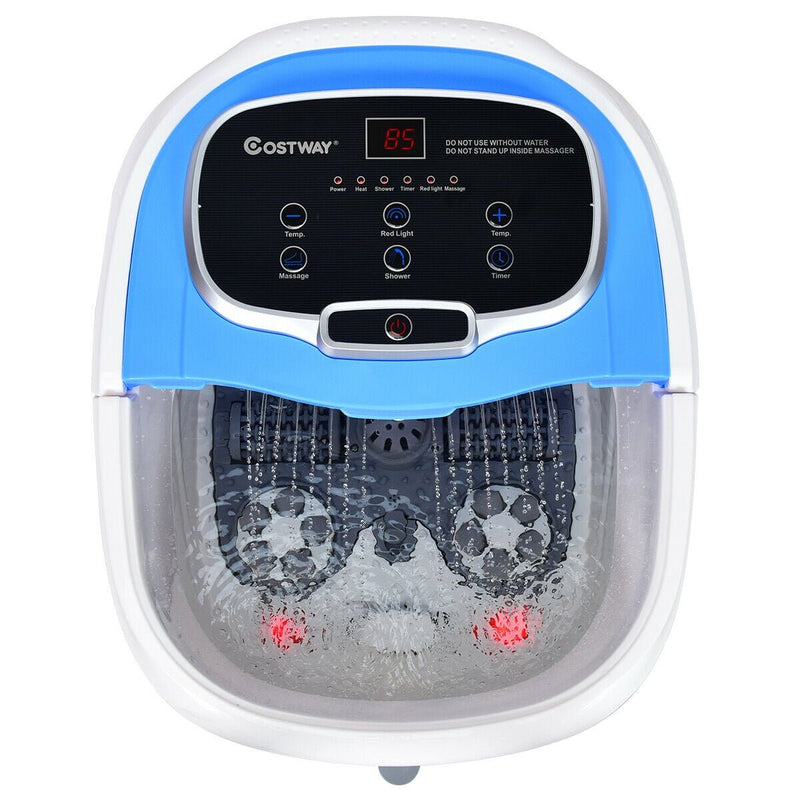 Portable All-In-One Heated Foot Bubble Spa Bath Motorized Massager-Blue - Relaxacare