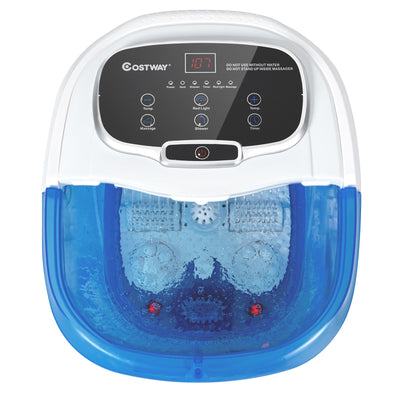 Portable All-In-One Heated Foot Bubble Spa Bath Motorized Massager-Blue and Withe - Relaxacare