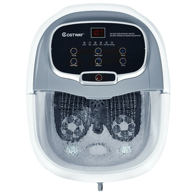 Portable All-In-One Heated Foot Bubble Spa Bath Motorized Massager-Gray - Relaxacare