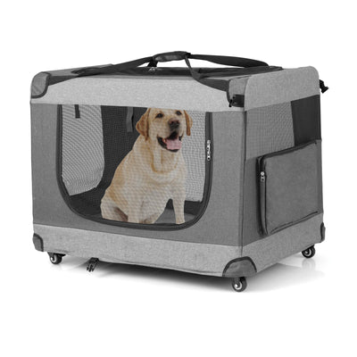 Portable Folding Cat Carrier with 4 Lockable Wheels - Relaxacare