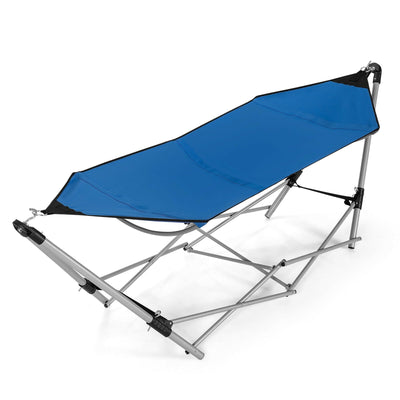 Portable Folding Steel Frame Hammock with Bag-Blue - Relaxacare