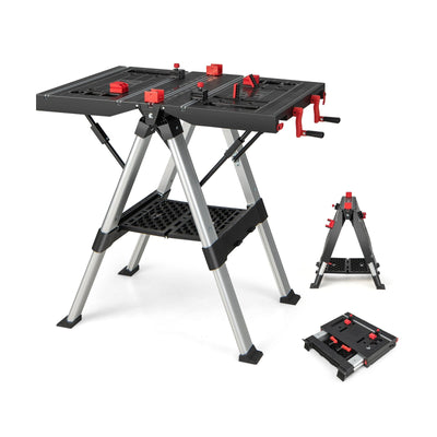 Portable Folding Workbench with Adjustable Height for Garage Home - Relaxacare