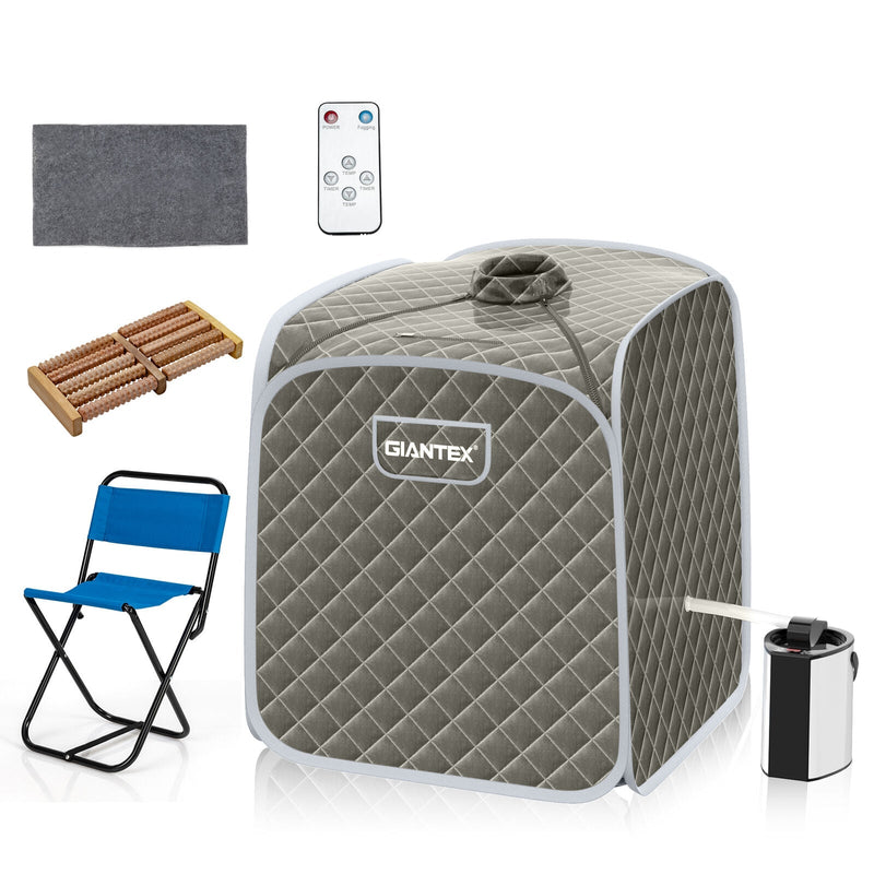Portable Personal Steam Sauna Spa with Steamer Chair-Gray - Relaxacare