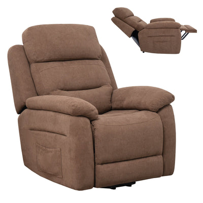Power Lift Recliner Sofa with Side Pocket and Remote Control-Brown - Relaxacare