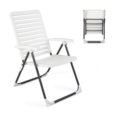 PP Folding Patio Chaise Lounger with 7 Level Backrest for Deck - Relaxacare