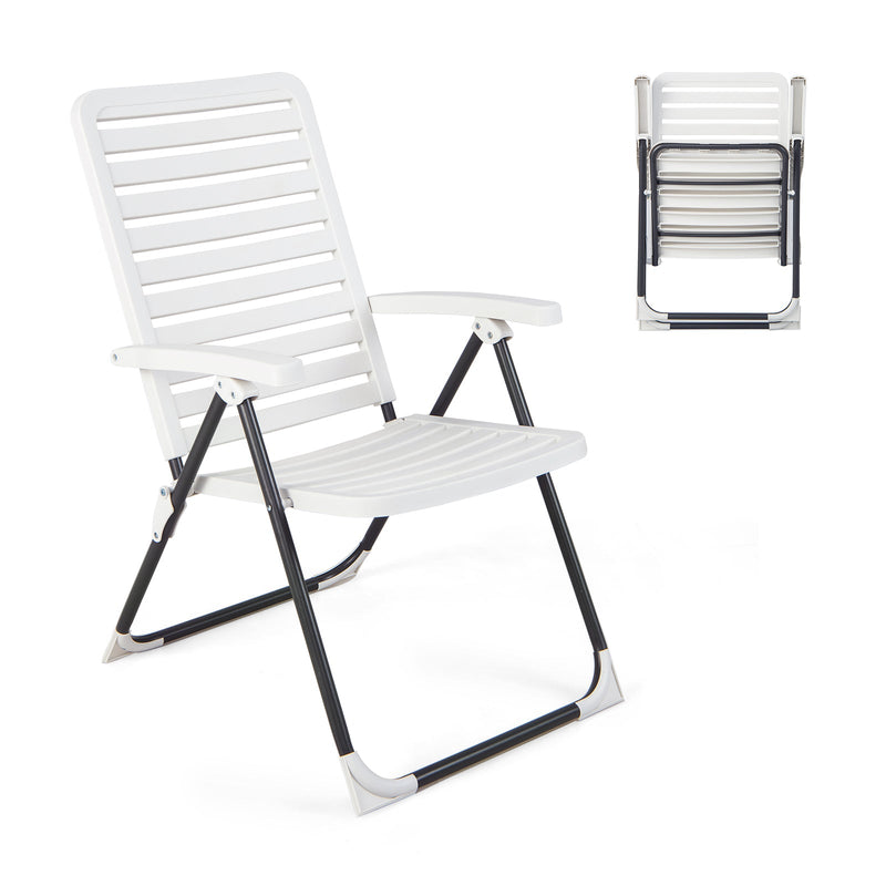 PP Folding Patio Chaise Lounger with 7 Level Backrest for Deck - Relaxacare