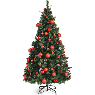 Pre-lit Christmas Hinged Tree with Red Berries and Ornaments - Relaxacare