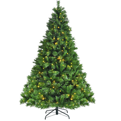Pre-Lit Hinged Lifelike Lush Artificial Christmas Tree with PVC Tips-7' - Relaxacare