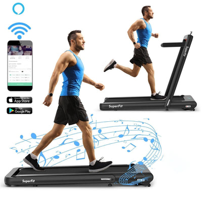 Premium-4.75HP 2 In 1 Folding Treadmill with Remote APP Control-Black - Relaxacare