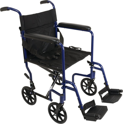 *PROBASICS - Aluminum Transport Wheelchair, 19-inch, Blue - Relaxacare