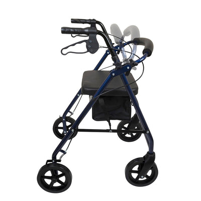 PROBASICS - Deluxe Aluminum Rollator with 8-inch Wheels, Blue - Relaxacare