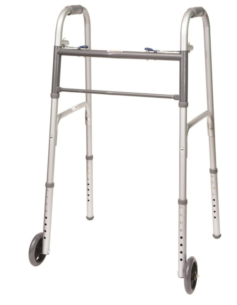 PROBASICS Two-Button Folding Walker W/ 5" Wheels - Relaxacare