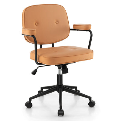 PU Leather Office Chair with Rocking Backrest and Ergonomic Armrest - Relaxacare