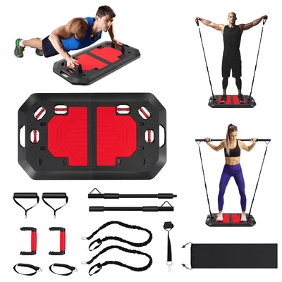 Push up Board Set Folding Push up Stand with Elastic String Pilate Bar Bag-Black - Relaxacare