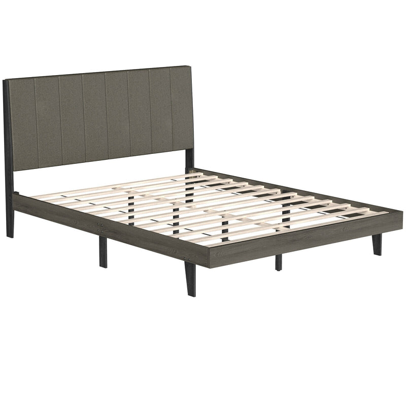 Queen Size Upholstered Bed Frame with Tufted Headboard - Relaxacare