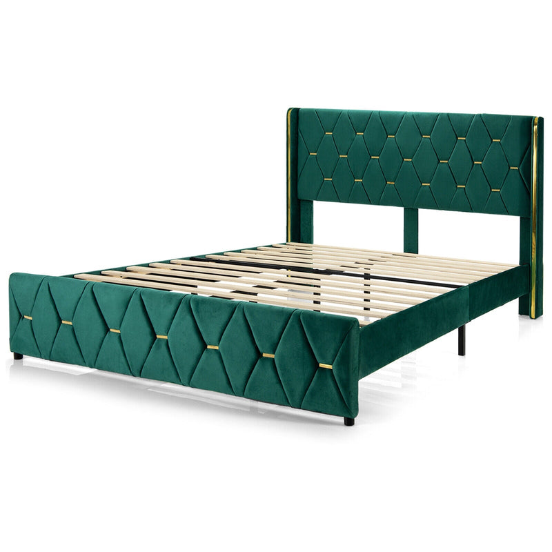 Queen/Full Size Upholstered Platform Bed Frame with Adjustable Headboard-Full Size - Relaxacare