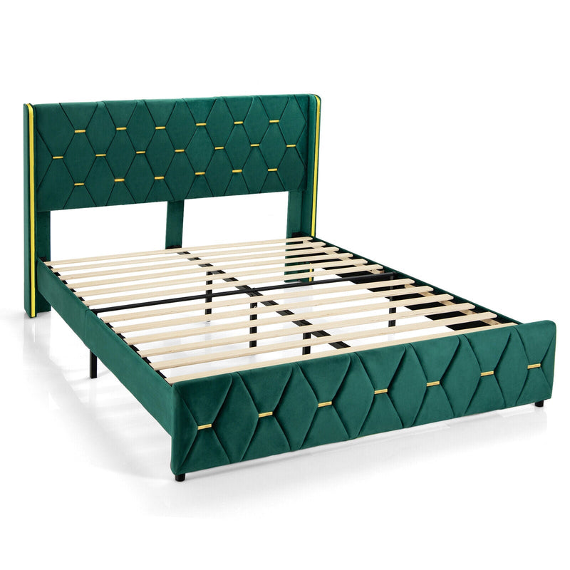 Queen/Full Size Upholstered Platform Bed Frame with Adjustable Headboard-Queen Size - Relaxacare