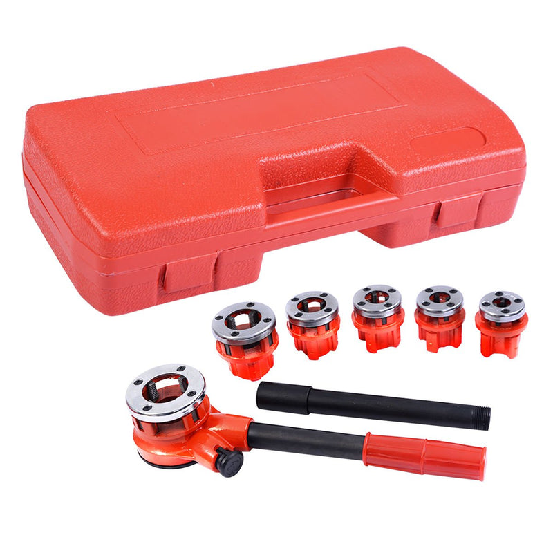 Ratchet Ratcheting Pipe Threader Kit Set w/ 6 Dies and Storage Case - Relaxacare