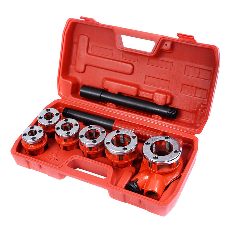 Ratchet Ratcheting Pipe Threader Kit Set w/ 6 Dies and Storage Case - Relaxacare