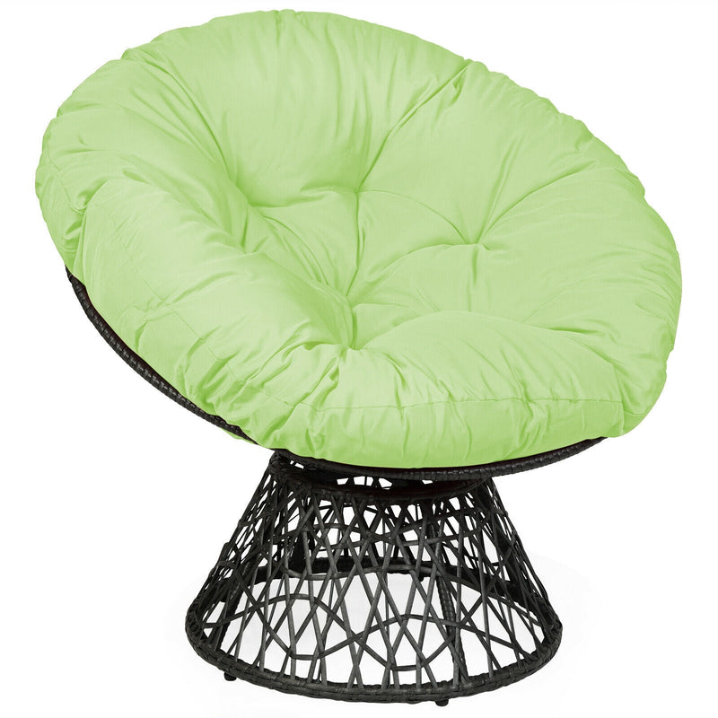 Rattan Papasan Chair Ergonomic 360-degree Swivel Soft Cushion Garden-Green - Relaxacare