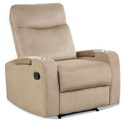 Recliner Chair Single Sofa Lounger with Arm Storage and Cup Holder for Living Room-Brown - Relaxacare