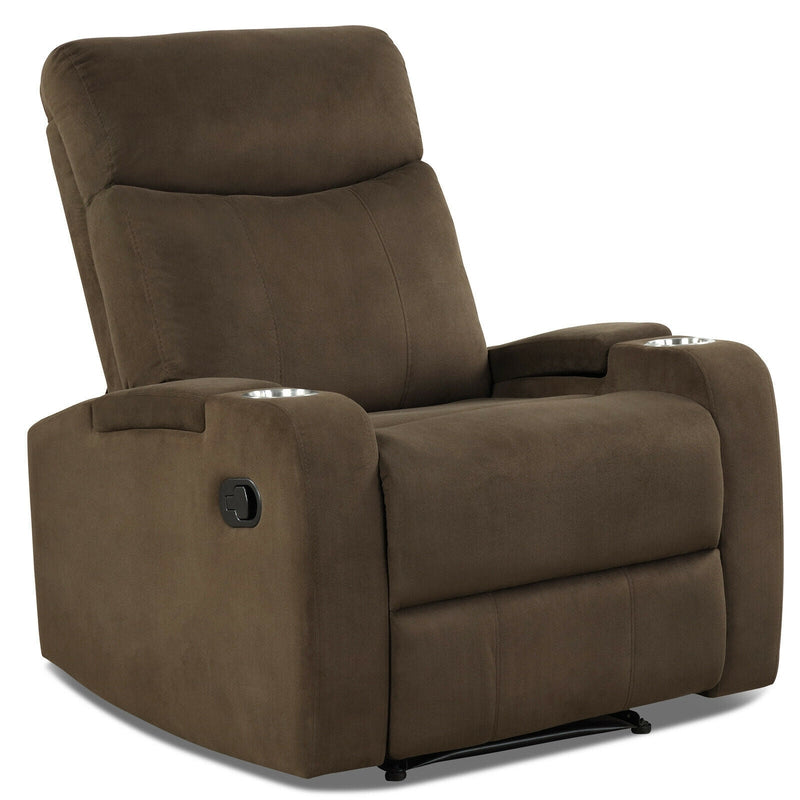 Recliner Chair Single Sofa Lounger with Arm Storage and Cup Holder for Living Room-Coffee - Relaxacare