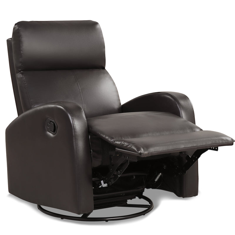 Recliner Chair Swivel Rocker Manual Single Sofa Lounger with Footrest-Brown - Relaxacare