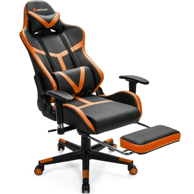 Reclining Racing Chair with Lumbar Support Footrest-Orange - Relaxacare