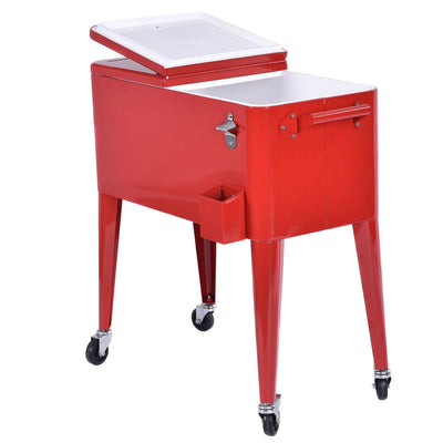 Red Portable Outdoor Patio Cooler Cart - Relaxacare