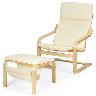 Relax Bentwood Lounge Chair Set with Magazine Rack-White - Relaxacare