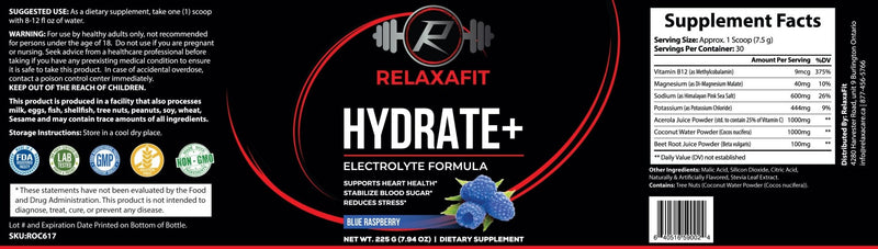 RelaxaFit - Premium Hydration+ - Electrolyte and Hydration Formula - Relaxacare