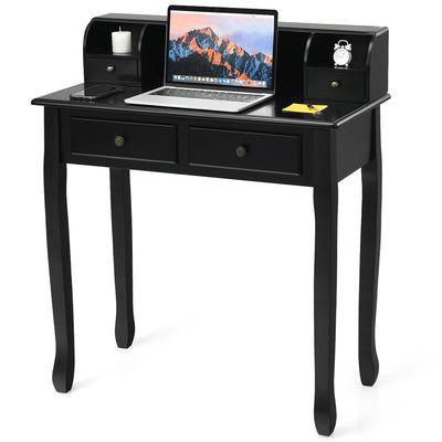 Removable Floating Organizer 2-Tier Mission Home Computer Vanity Desk-Black - Relaxacare