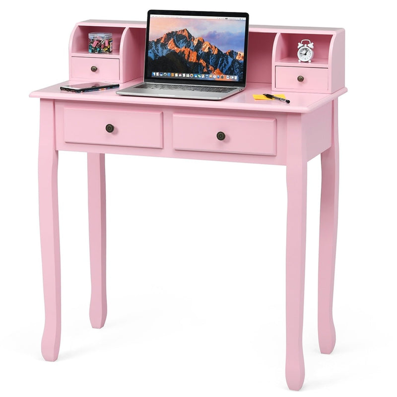 Removable Floating Organizer 2-Tier Mission Home Computer Vanity Desk-Pink - Relaxacare