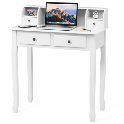 Removable Floating Organizer 2-Tier Mission Home Computer Vanity Desk-white - Relaxacare