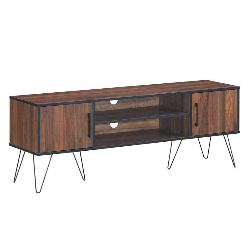 Retro Modern TV Stand with 6 Metal Legs for TVs up to 65 Inch with 2 Cable Holes - Relaxacare
