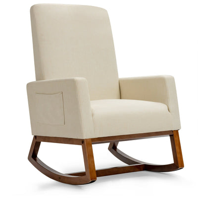 Rocking High Back Upholstered Lounge Armchair with Side Pocket - Relaxacare