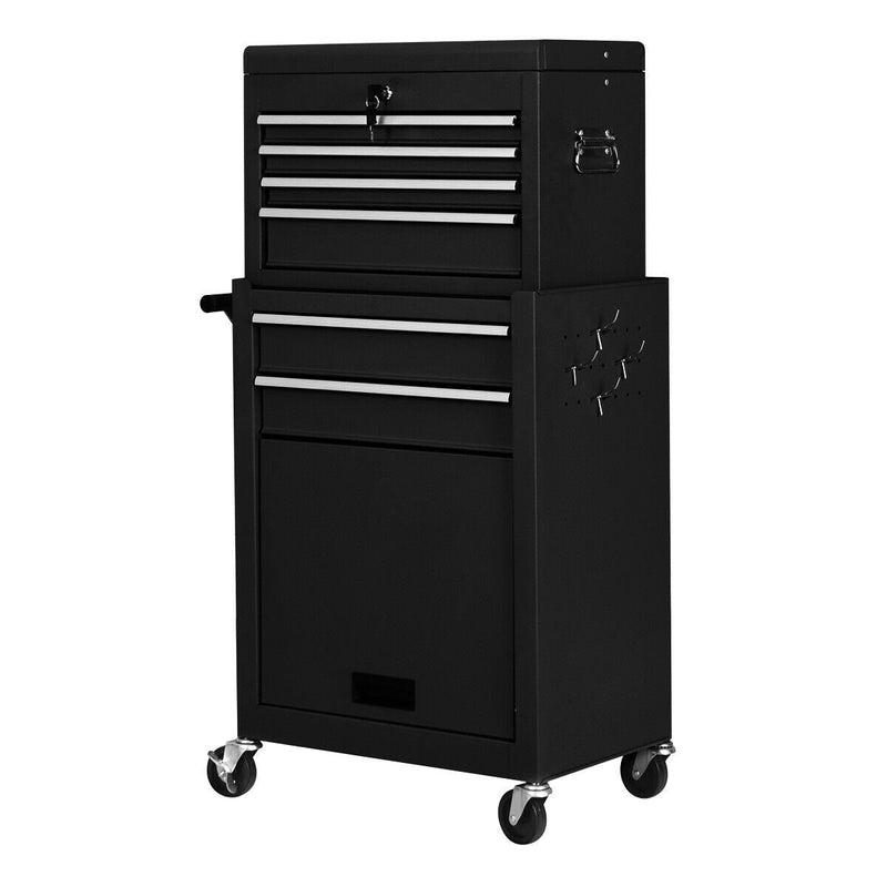 Rolling Cabinet Storage Chest Box Garage Toolbox-Black - Relaxacare