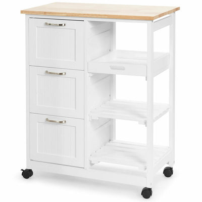 Rolling Kitchen Island Utility Storage Cart -White - Relaxacare