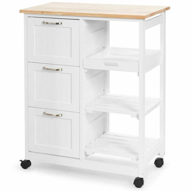 Rolling Kitchen Island Utility Storage Cart with 3 Large Drawers - Relaxacare