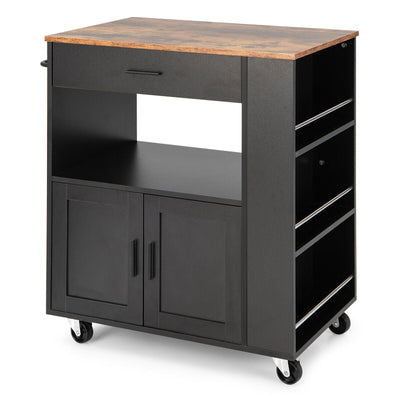Rolling Kitchen Trolley with 3 Spice Racks Drawer and Open Shelf - Relaxacare