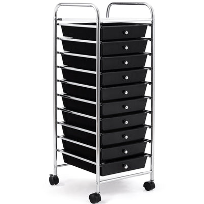 Rolling Storage Cart Organizer with 10 Compartments and 4 Universal Casters - Relaxacare