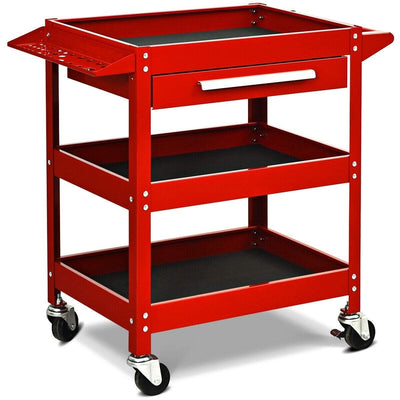 Rolling Tool Cart Mechanic Cabinet Storage ToolBox Organizer with Drawer-Red - Relaxacare