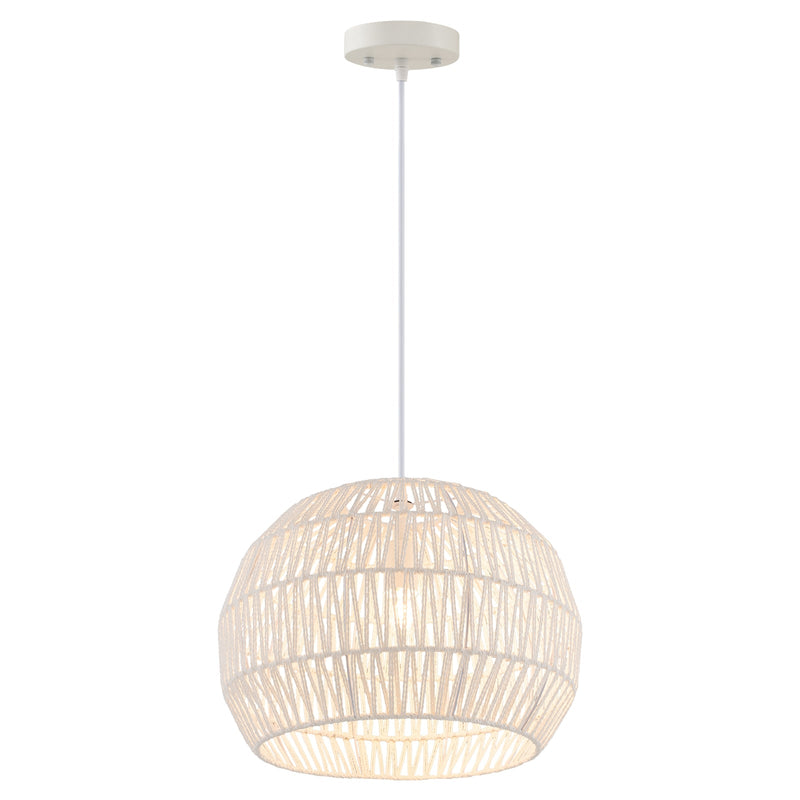 Round Farmhouse Rattan Pendant Lights with Adjustable Hanging Rope - Relaxacare