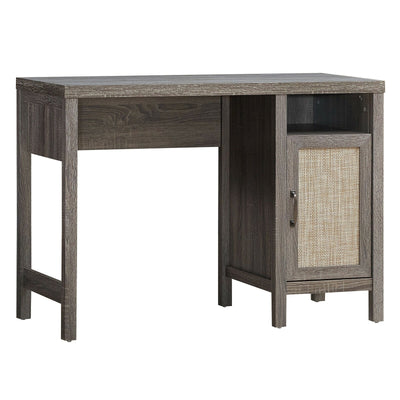 Rustic Computer Desk Writing Table Study Workstation with Storage Cabinet-Oak - Relaxacare