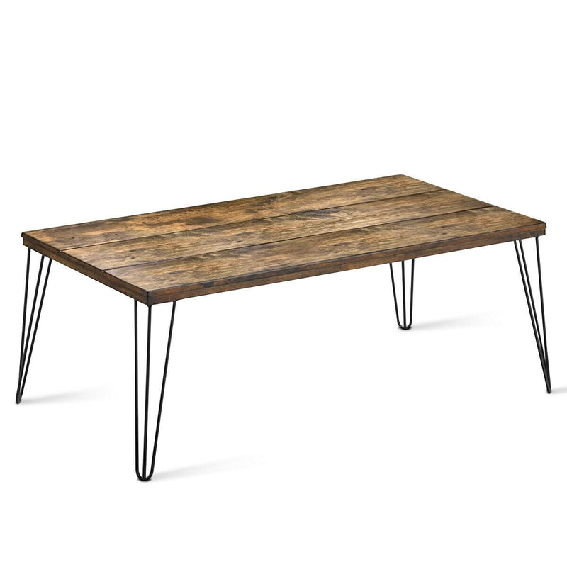 Rustic Industrial Solid Wood Rectangular Cocktail Coffee Table - Relaxacare